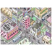 Isometric Perspective of a city Ein Projekt aus dem Bereich Zeichnung, Sketchbook, Illustration mit Tinte, Aquarellmalerei und Traditionelle Illustration von John Joseph Tanguay - 02.02.2022