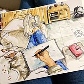 My project in Urban Sketching: Express Your World in a New Perspective course. Ilustração tradicional, Esboçado, Desenho, Pintura em aquarela, Ilustração arquitetônica, e Sketchbook projeto de Jo Romero - 04.02.2022