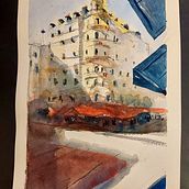 My project in Architectural Sketching with Watercolor and Ink course. Sketching, Drawing, Watercolor Painting, Architectural Illustration, Sketchbook & Ink Illustration project by Oliwia Górska - 02.03.2022
