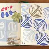 Mijn project van de cursus: Sketchbook met handgemaakte stempels Ein Projekt aus dem Bereich Traditionelle Illustration, Musterdesign, Prägung, Sketchbook und Gravieren von nienke_jelles - 05.02.2022