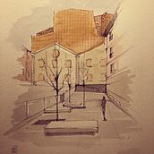 Caixa Forum Madrid „Aquarell & Ink“. Traditional illustration, and Architecture project by Vera Rafael - 02.06.2022