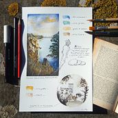 Souvenir di viaggio su carta. Ilustração tradicional, Pintura em aquarela, Ilustração arquitetônica, e Sketchbook projeto de Linda - 07.02.2022