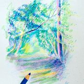 Mon projet du cours : Paysages : approche par le carnet de dessin et la couleur. Sketching, Creativit, Pencil Drawing, Drawing, and Sketchbook project by virginiebxl - 02.09.2022
