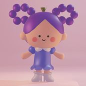 Cute little grape girl using 3D Blender.. Un proyecto de Ilustración tradicional, Diseño de personajes, Ilustración digital, Modelado 3D y Manga de Sudi H - 10.02.2022