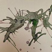 Experimental . Traditional illustration, and Lettering project by Janet L'Abbe - 02.10.2022