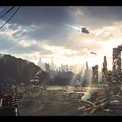 Sci Fi City. Matte Painting, Concept Art, Spatial Design, Traditional illustration, Design, 3D, Fine Arts, Painting, VFX, 3D Modeling, Digital Illustration, Video Games, Realistic Drawing, Digital Drawing, and Digital Painting project by Christian Fabián Martínez - 02.09.2022