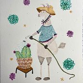 Lana Gardening . Traditional illustration, Watercolor Painting, and Children's Illustration project by Abbey - 02.11.2022