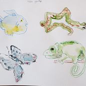 My project in Drawing Techniques to Lose Fear of the Blank Page  course. Un proyecto de Diseño, Ilustración tradicional, Diseño de personajes, Creatividad, Dibujo y Pintura a la acuarela de Helene Lefebvre - 12.02.2022