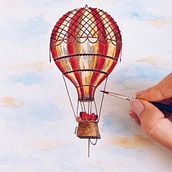 Globo aerostático. Traditional illustration, and Watercolor Painting project by Eve Fox - 02.13.2022