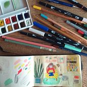 My project in Exploratory Sketchbook: Find Your Drawing Style course. Traditional illustration, Sketching, Creativit, Drawing, Watercolor Painting, and Sketchbook project by victoria pichel - 02.14.2022