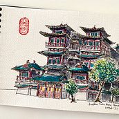 Urban sketch and watercolour . Traditional illustration project by Kathleen Ng - 02.15.2022