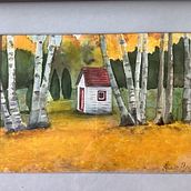 Peindre un paysage avec des bouleaux. Fine Arts project by Annie Gachet - 02.17.2022