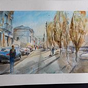 Mon projet du cours : Paysages urbains à l’aquarelle. Fine Arts, Watercolor Painting, and Architectural Illustration project by Denis De Backer - 02.18.2022