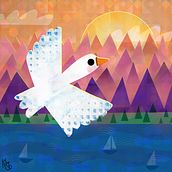 Sunrise Goose in Gareth Lucas Style. Traditional illustration, and Digital Illustration project by Kim McLeod - 02.18.2022
