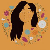 Meu projeto do curso: Retrato ilustrado com elementos botânicos. Un progetto di Illustrazione tradizionale, Illustrazione digitale, Illustrazione botanica e Disegno digitale di Beatriz Miura - 18.02.2022
