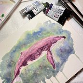 My project in Naturalist Illustration Techniques: Whales in Watercolor course. Traditional illustration, Poster Design, Digital Illustration, and Manga project by Elias Mercado - 02.19.2022