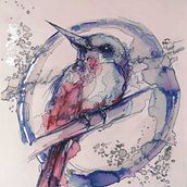 "Embrujo azul" proyecto final, 11" x 14". Sobre papel acuarela, lápiz, tinta, té y alcohol. . Fine Arts, Painting, Drawing, and Artistic Drawing project by Esther De Herrera - 02.19.2022