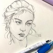 My project in Portrait Sketchbooking: Explore the Human Face course. Sketching, Drawing, Portrait Drawing, Artistic Drawing, and Sketchbook project by pim_khanigpus - 02.20.2022