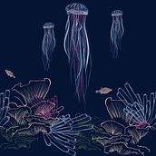 Mi Proyecto del curso Diseño de estampados para superficies textiles con Photoshop: "MEDUSAS". Traditional illustration, Costume Design, Pattern Design, Fashion Design, and Digital Illustration project by Silvia Rueda Pérez - 02.20.2022