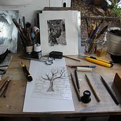 Le rêveur : projet1 réaliser une gravure en couleurs rehaussé à l'aquarelle. Traditional illustration, Painting, Creativit, Pencil Drawing, and Drawing project by Alain Fenet - 02.11.2022