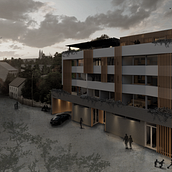 Apartment building. Een project van Architectuur, L, scaping,  3D-modellering y Digitale architectuur van Markéta Kubešová - 02.02.2022