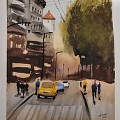 Mi Proyecto del curso: Paisajes urbanos en acuarela. Fine Arts, Watercolor Painting, and Architectural Illustration project by miri_psp - 02.22.2022