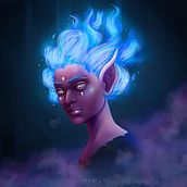 BLUE FIRE - Lighting and Color for Digital Portraits. Un proyecto de Ilustración tradicional, Ilustración digital y Pintura digital de Lía Yael Salas Tello - 23.02.2022