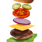 Deconstructed Cheeseburger. Een project van Digitale illustratie van Javi Sola - 23.02.2022