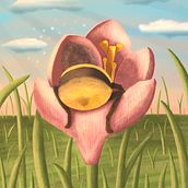 Sleepy Bee on Flower - Mi Proyecto del curso: Escenas atmosféricas en Procreate: pinta con colores y luces . Traditional illustration, and Digital Illustration project by Maria Jose Regis - 02.23.2022