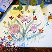 Mon projet du cours : Création d’une composition florale à l’aquarelle. Un progetto di Illustrazione tradizionale, Belle arti, Pittura, Pittura ad acquerello, Illustrazione botanica e Illustrazione naturalistica di Léa Ferrand - 23.02.2022