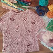 Blusa en tejido circular de crochet. Crochê projeto de Rebeca Palacio - 21.02.2022
