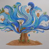 Albero degli innamorati - Tree of lovers. Projekt z dziedziny Trad, c, jna ilustracja,  R, sunek, Malowanie akwarelą, Ilustracja w i dawnicza użytkownika s_sosioderosa - 25.02.2022