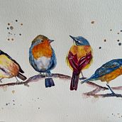 My project in Artistic Watercolor Techniques for Illustrating Birds course. Traditional illustration, Watercolor Painting, Realistic Drawing, and Naturalistic Illustration project by kuzakart - 02.25.2022