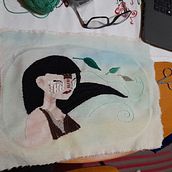 Mi Proyecto del curso: Técnicas básicas de bordado y acuarela. Painting, Watercolor Painting, Embroider, and Textile Design project by loremanba - 02.26.2022