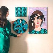 Interior composition of three acrylic paintings. Acr, lic Painting, Traditional illustration, Arts, and Crafts project by Nadine Zhernakova - 03.01.2022