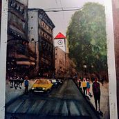 Paisaje Urbano en acuarela. Traditional illustration project by Erwin Cardona - 03.01.2022