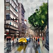 Mi Proyecto del curso: Paisajes urbanos en acuarela. Fine Arts, Watercolor Painting, and Architectural Illustration project by lunnika - 03.02.2022