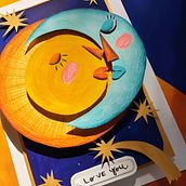 Sun & Moon - Paper Cutting Card . Un proyecto de Ilustración tradicional, Stop Motion, Papercraft, Ilustración infantil, Pintura a la acuarela, Dibujo con lápices de colores y Creatividad de Caliandra Arrais - 03.03.2022