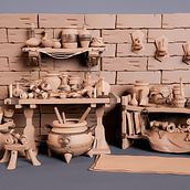 Mi Proyecto : Modelado cartoon de bodegón :). 3D, 3D Modeling, and 3D Design project by Felipe Muñoz Torres - 03.01.2022