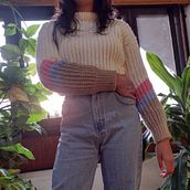 Pink and Blue Sweater ✨☁️. Fashion Design, Fiber Arts, DIY, Crochet, and Textile Design project by Paola Quiroz - 03.04.2022