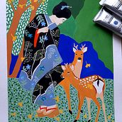 My project in Introduction to Gouache: A Chromatic Journey to Japan course. Un projet de Illustration traditionnelle, Beaux Arts, Peinture , et Peinture gouache de Gajda Ágnes - 04.03.2022