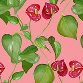 Anthurium Motif - Handpainted in watercolours . Botanical Illustration, Digital Illustration, and Digital Drawing project by Gina S - 03.03.2022