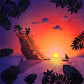 L'île au coucher de soleil. Traditional illustration project by Gwennaëlle chen - 03.05.2022