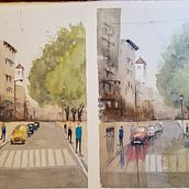 Mi Proyecto del curso: Paisajes urbanos en acuarela. Fine Arts, Watercolor Painting, and Architectural Illustration project by marianpri - 03.05.2022