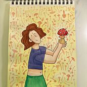 La chica de los fungis. Ilustração tradicional, Artes plásticas, Desenho, Pintura em aquarela, e Pintura projeto de Camila Schuckmann - 06.03.2022