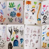 Mein Kursprojekt: Illustrationstechniken zum Lösen kreativer Blockaden. Een project van  Ontwerp, Traditionele illustratie,  Beeldende kunst, Schilderij,  Creativiteit, Creativiteit met kinderen y Sketchbook van Pia Se - 06.03.2022