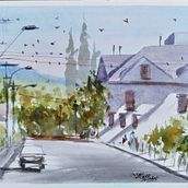 Meu projeto do curso: Criação de paisagem contemporânea em aquarela. Fine Arts, and Watercolor Painting project by Flávio Bartoli - 03.05.2022
