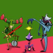 Tres Monstruos Guerreros. Traditional illustration, Character Design, Digital Illustration, Children's Illustration, and Narrative project by Bibi Gómez - 03.06.2022