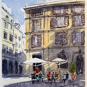 Mi Proyecto del curso: Técnicas modernas para paisajes urbanos en acuarela. Painting, and Watercolor Painting project by Ventura Labbé - 03.09.2022