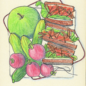 Gel pen and coloured pencils healthy snacks and deserts. Un projet de Illustration traditionnelle de Jegeniya Larina - 09.03.2022